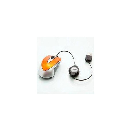 (49023) VERBATIM RATÓN GO MINI CABLE USB RETRÁCTIL 1000PPP ULTRAPORTÁTIL NARANJA