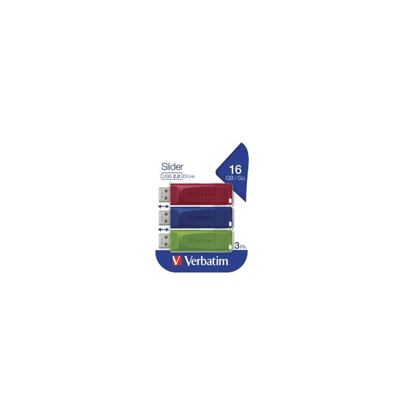 (49326) VERBATIM PENDRIVE SLIDER 16GB RETRÁCTIL USB 2.0 C/SURTIDOS -MULTIPACK 3U- (49326) VERBATIM PENDRIVE SLIDER 16GB RETRÁCTIL USB 2.0 C/SURTIDOS -MULTIPACK 3U-