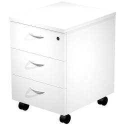 (60021-3) ARTEXPORT CAJONERA PRESTO 3 CAJONES C/RUEDAS GUÍAS METÁLICAS CERRADURA BLANCO -DESMONTADO-