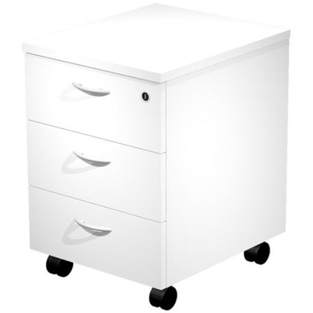 (60021-3) ARTEXPORT CAJONERA PRESTO 3 CAJONES C/RUEDAS GUÍAS METÁLICAS CERRADURA BLANCO -DESMONTADO-