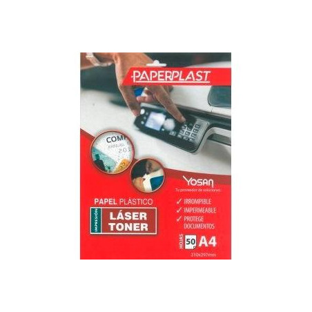 (0558UPPB150A4/50) YOSAN PAPEL PLÁSTICO PAPERPLAST A4 PELÍCULA DE POLIESTER 150 MICRAS IMPRIMIBLE PAQUETE 50H