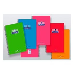 (2285-90) ZORRILLA CUADERNO ESPIRAL PREMIER 80H FOLIO 90GR 4X4 T/ CARTÓN CONTRACOLADO EXTRADURO COLORES SURTIDOS