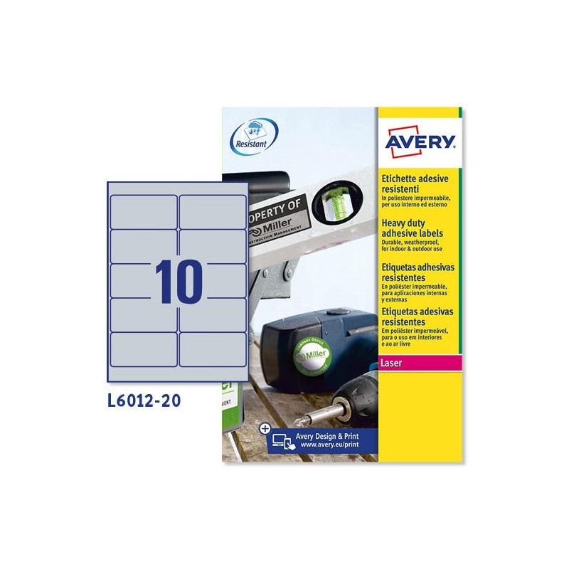(L6012-20) AVERY ETIQUETAS ADHESIVAS PERMANENTES 96X50