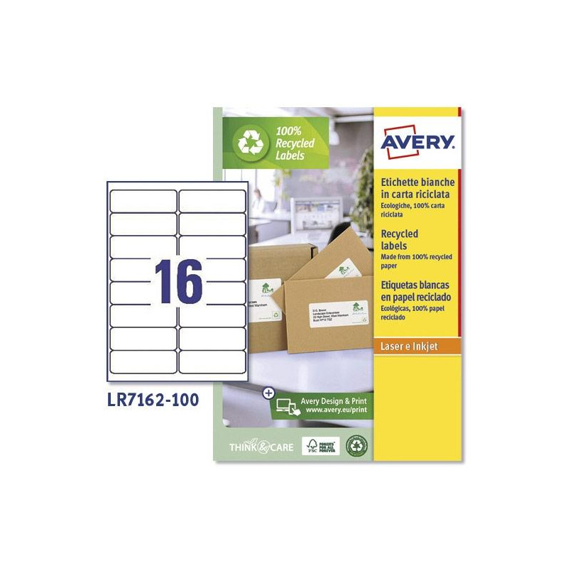 (LR7162-100) AVERY ETIQUETAS ADHESIVAS PARA ENVÍOS 99 (LR7162-100) AVERY ETIQUETAS ADHESIVAS PARA ENVÍOS 99