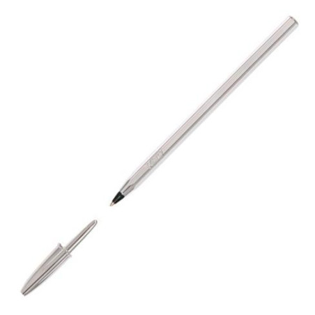 (921339/526280) BIC BOLÍGRAFO CRISTAL SHINE SILVER NEGRO CAJA 20 UD