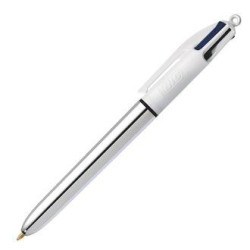 (982873) BIC BOLÍGRAFO 4 COLORES SHINE SILVER CUERPO BLANCO/PLATEADO CAJA 12 UD