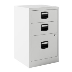 (PFA3-BA5) BISLEY CAJONERA METÁLICA PF 2 CAJONES PERSONALES + 1 CAJÓN ARCHIVO FIJA FONDO 40CM BLANCO