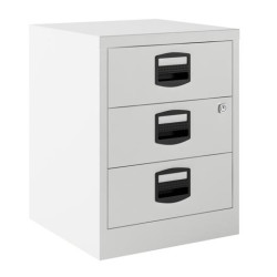 (PFAM3S-BA5) BISLEY CAJONERA METÁLICA 3 CAJONES 40X51X40 CM (ANCHO X ALTO X FONDO) CON RUEDAS BLANCO (MONTADO)
