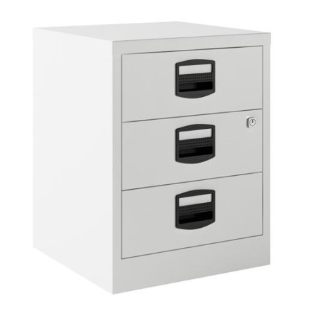 (PFAM3S-BA5) BISLEY CAJONERA METÁLICA 3 CAJONES 40X51X40 CM (ANCHO X ALTO X FONDO) CON RUEDAS BLANCO (MONTADO)