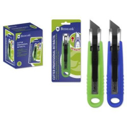 (326994) BISMARK CUTTER PROFESIONAL RETRACTIL CON CUCHILLA FRACTURABLE DE 18 MM BLISTER