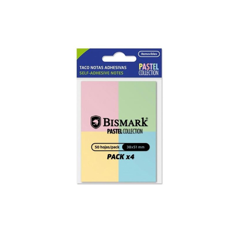 (921090) BISMARK TACO DE NOTAS ADHESIVAS 50H 38X51 COLORES PASTEL (921090) BISMARK TACO DE NOTAS ADHESIVAS 50H 38X51 COLORES PASTEL