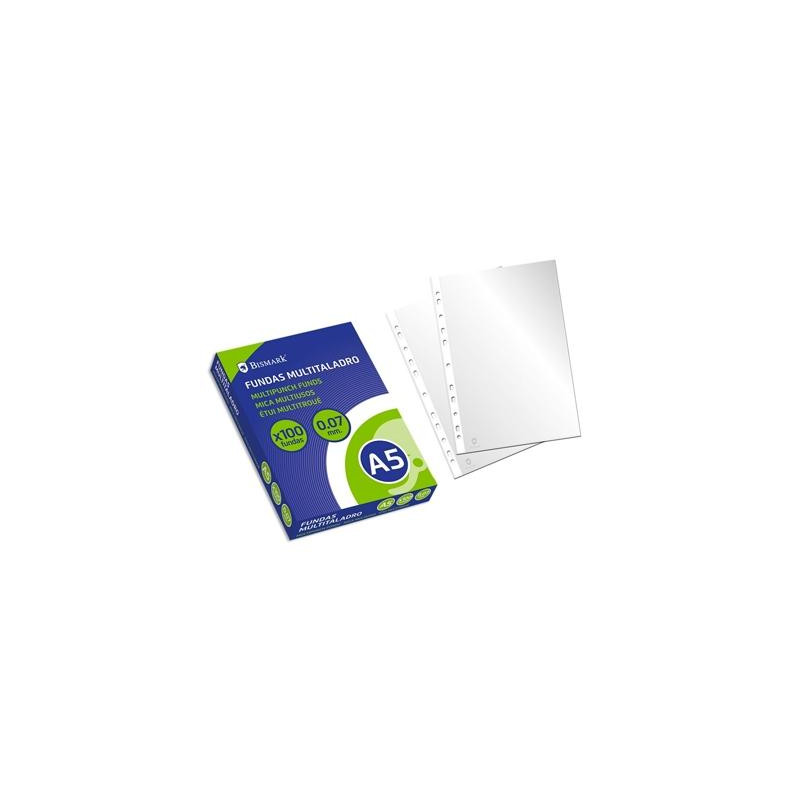 (318424) BISMARK FUNDAS MULTITALADRO A5 CAJA DE 100 UD POLIPROPILENO TRANSPARENTE (318424) BISMARK FUNDAS MULTITALADRO A5 CAJA DE 100 UD POLIPROPILENO TRANSPARENTE