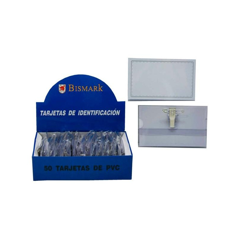 (304528) BISMARK TARJETA DE IDENTIFICACIÓN HORIZONTAL PVC 57X90 MM CON PINZA -50U- (304528) BISMARK TARJETA DE IDENTIFICACIÓN HORIZONTAL PVC 57X90 MM CON PINZA -50U-