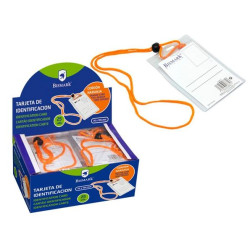 (318671) BISMARK TARJETA DE IDENTIFICACIÓN VERTICAL 70X105 MM C/CORDÓN NARANJA -25U-