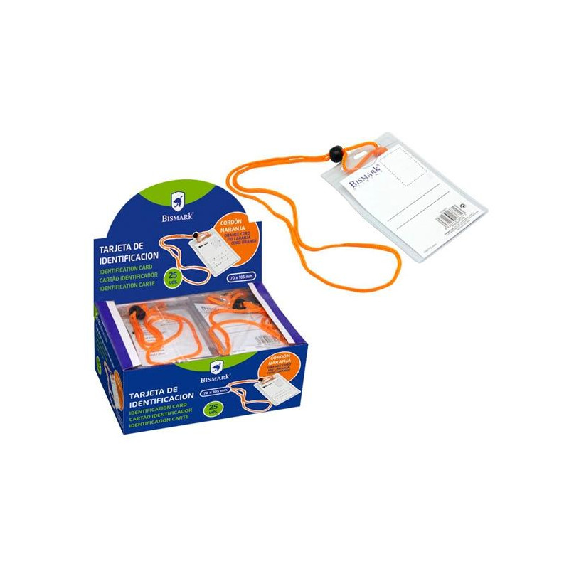 (318671) BISMARK TARJETA DE IDENTIFICACIÓN VERTICAL 70X105 MM C/CORDÓN NARANJA -25U- (318671) BISMARK TARJETA DE IDENTIFICACIÓN VERTICAL 70X105 MM C/CORDÓN NARANJA -25U-