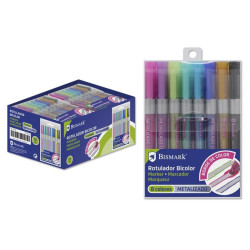 (327906) BISMARK ROTULADORES BICOLOR METAL + NEON PASTEL SURTIDOS BLÍSTER 8 UD