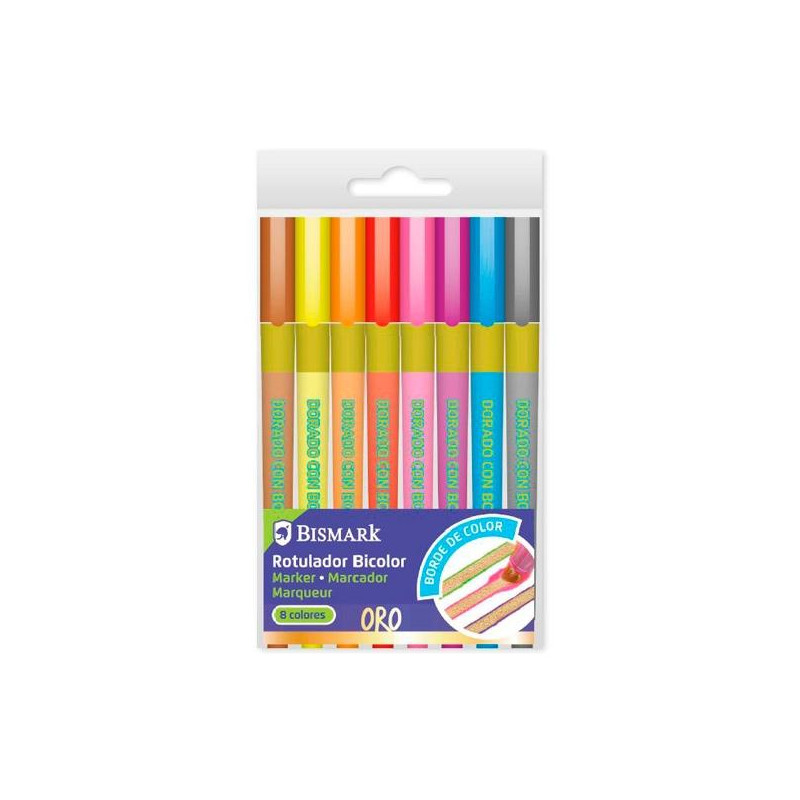 (330110) BISMARK ROTULADORES LETTERING BICOLOR ORO CON BORDE NEÓN-PASTEL C/SURTIDOS ESTUCHE 8 UD (330110) BISMARK ROTULADORES LETTERING BICOLOR ORO CON BORDE NEÓN-PASTEL C/SURTIDOS ESTUCHE 8 UD
