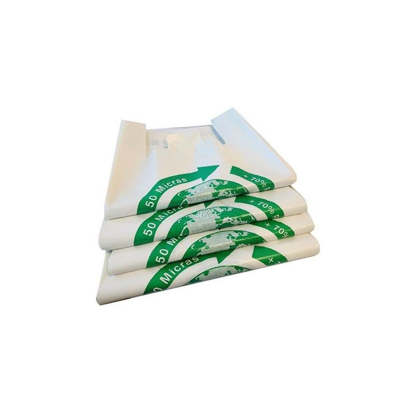 (40267) BOLSA DE CAMISETA 35X50CM 50 MICRAS 70% RECICLADO PAQUETE 100 UD (40267) BOLSA DE CAMISETA 35X50CM 50 MICRAS 70% RECICLADO PAQUETE 100 UD