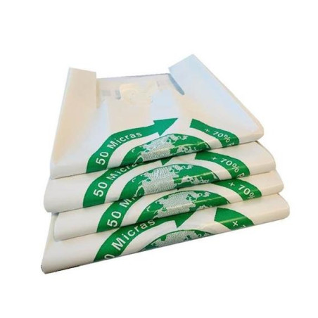 (40267) BOLSA DE CAMISETA 35X50CM 50 MICRAS 70% RECICLADO PAQUETE 100 UD
