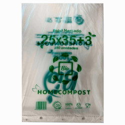 (70472) BOLSA BLOC 25X35CM COMPOSTABLE 12 MICRAS PAQUETE 200 UD