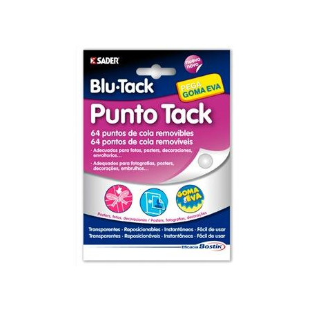 (1693) BOSTIK MASILLA EN GOTAS DE ADHESIVO REMOVIBLE BLU TACK PUNTO TACK TRANSPARENTE 64 PUNTOS