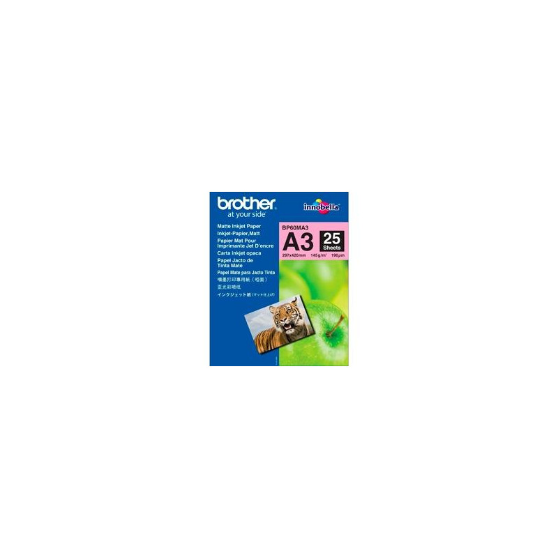 (BP60MA3) BROTHER PAPEL FOTOGRÁFICO A3 145GR INKJET PAQUETE 25H BLANCO MATE (BP60MA3) BROTHER PAPEL FOTOGRÁFICO A3 145GR INKJET PAQUETE 25H BLANCO MATE