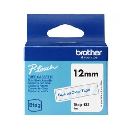 (BTAG133) BROTHER CINTA DOMÉSTICA BTAG AZUL SOBRE TRANSPARENTE - PTN10