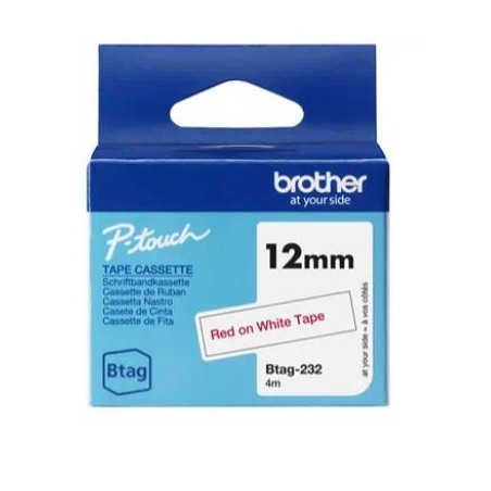 (BTAG232) BROTHER CINTA DOMÉSTICA BTAG ROJO SOBRE BLANCO - PTN10