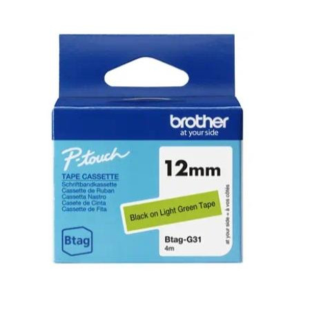 (BTAGG31) BROTHER CINTA DOMÉSTICA BTAG NEGRO SOBRE VERDE - PTN10