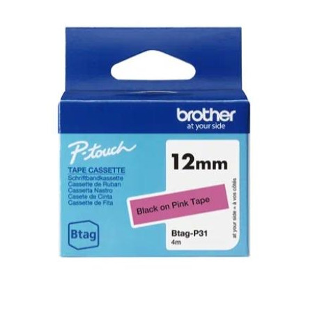(BTAGP31) BROTHER CINTA DOMÉSTICA BTAG NEGRO SOBRE ROSA - PTN10
