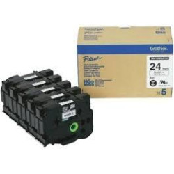 (HGE251V5) BROTHER CINTA HGE ALTA CALIDAD TEXTO NEGRO SOBRE BLANCO 24MMX8M (CAJA 5UDS)
