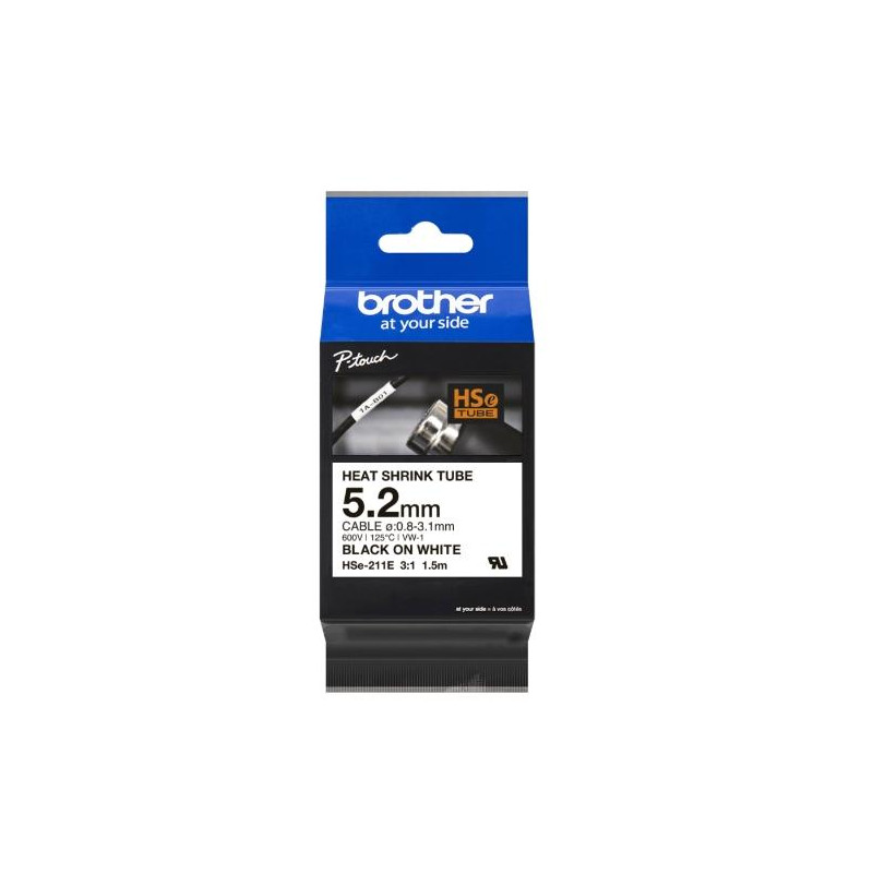 (HSE211E) BROTHER CINTA TUBO TERMORETRÁCTIL TEXTO NEGRO SOBRE BLANCO 5 (HSE211E) BROTHER CINTA TUBO TERMORETRÁCTIL TEXTO NEGRO SOBRE BLANCO 5