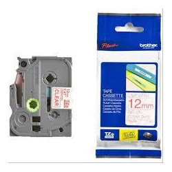 (TZE132) BROTHER CINTA ROTULADORA LAMINADA TEXTO ROJO SOBRE TRANSPARENTE - 12MMX8M