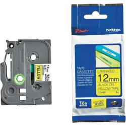 (TZE631) BROTHER CINTA ROTULADORA LAMINADA TEXTO NEGRO SOBRE AMARILLO - 12MMX8M