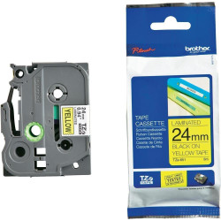(TZE651) BROTHER CINTA ROTULADORA LAMINADA TEXTO NEGRO SOBRE AMARILLO - 24MMX8M