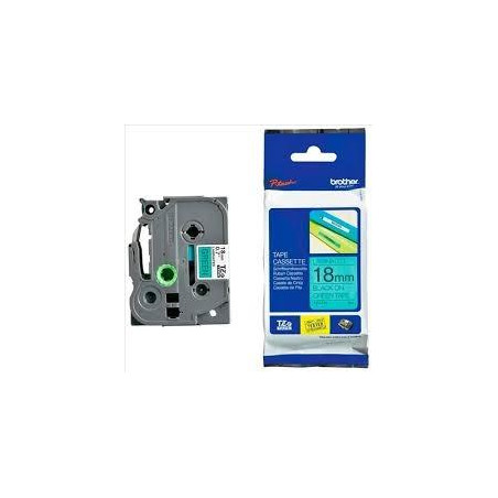 (TZE741) BROTHER CINTA ROTULADORA LAMINADA TEXTO NEGRO SOBRE VERDE - 18MMX8M