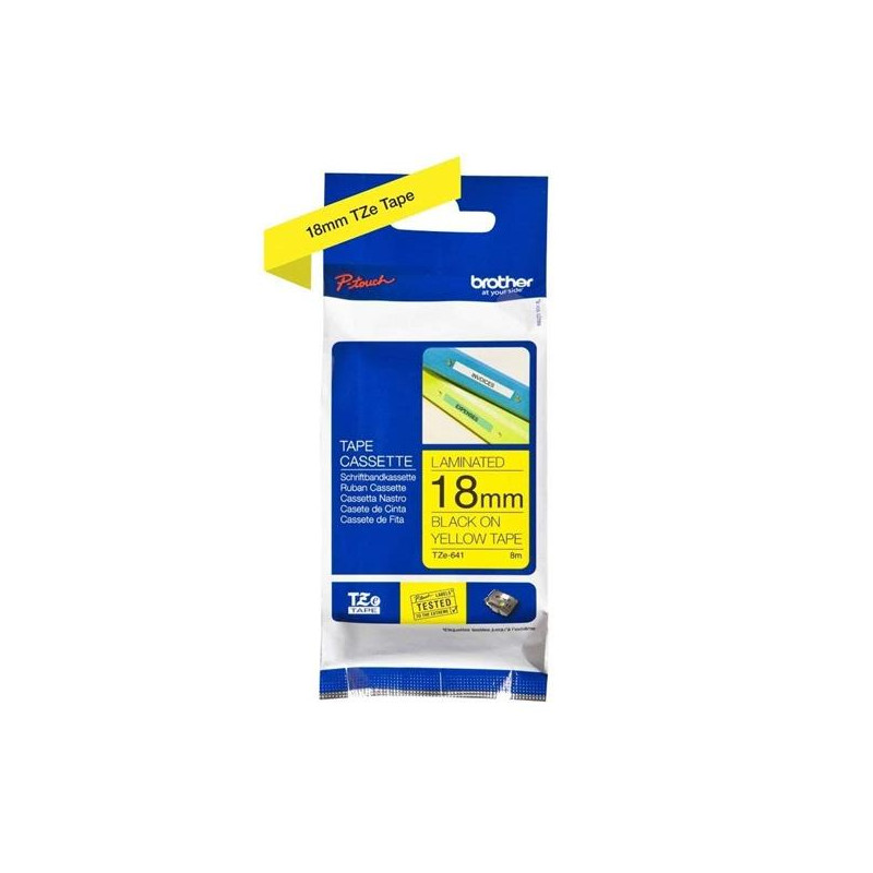 (TZEFX641) BROTHER CINTA ROTULADORA LAMINADA FLEXIBLE TEXTO NEGRO SOBRE AMARILLO - 18MMX8M (TZEFX641) BROTHER CINTA ROTULADORA LAMINADA FLEXIBLE TEXTO NEGRO SOBRE AMARILLO - 18MMX8M