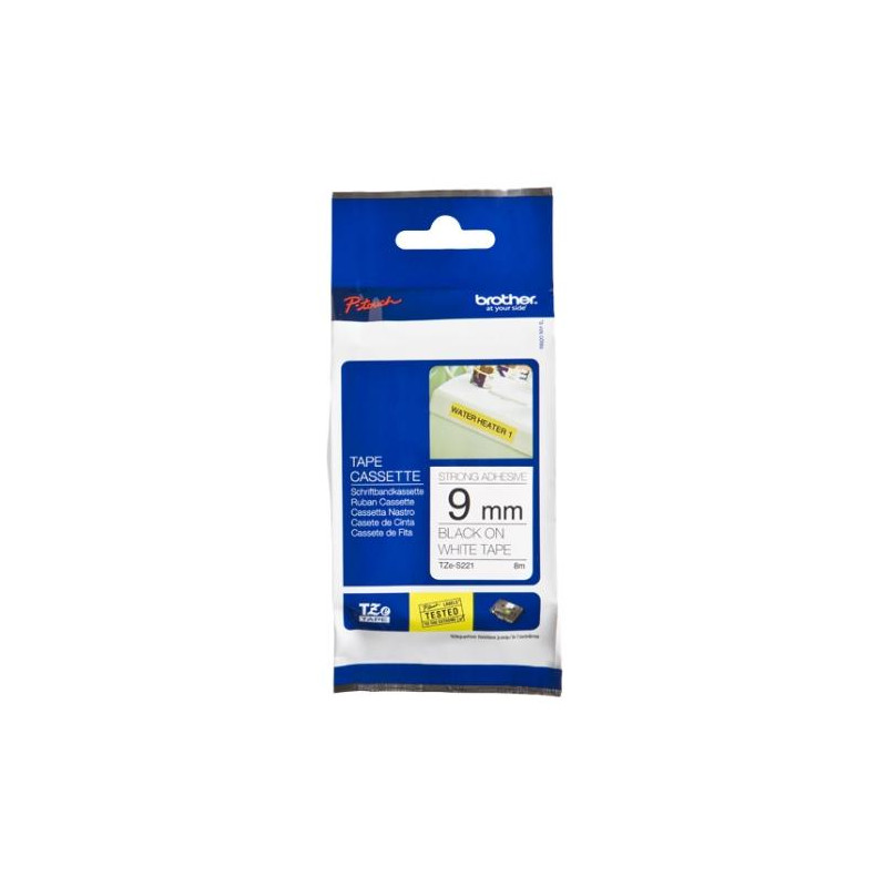 (TZES221) BROTHER CINTA ROTULADORA LAMINADA SUPER ADHESIVA TEXTO NEGRO SOBRE BLANCO - 9MMX8M (TZES221) BROTHER CINTA ROTULADORA LAMINADA SUPER ADHESIVA TEXTO NEGRO SOBRE BLANCO - 9MMX8M