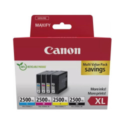 (9254B010) CANON TINTA ECOPACK BK+C/M/Y MAXIFI IB 4050/4150 - MB 5050/5150/5155/5350/5450/5455 (PACK 4 COLORES) - PGI 2500XL