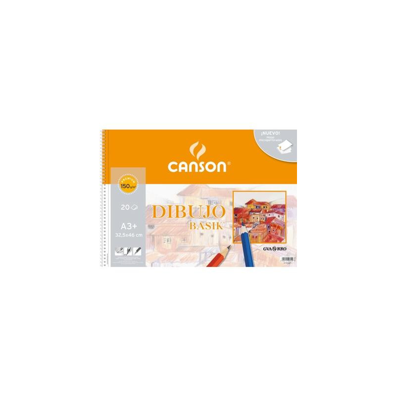 (C400078215) CANSON BLOC DIBUJO BASIK ESPIRAL 20H A3+ 150GR MICROPERFORADO C/RECUADRO BLANCO NATURAL (C400078215) CANSON BLOC DIBUJO BASIK ESPIRAL 20H A3+ 150GR MICROPERFORADO C/RECUADRO BLANCO NATURAL