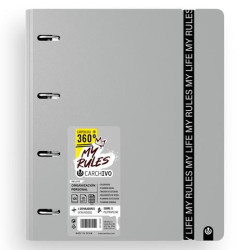 (12477475) CARCHIVO CARPEBLOCK 360 MY RULES CON RECAMBIO 100H A4 5X5 90GR 4 SEPARADORES PP FOAM GRIS