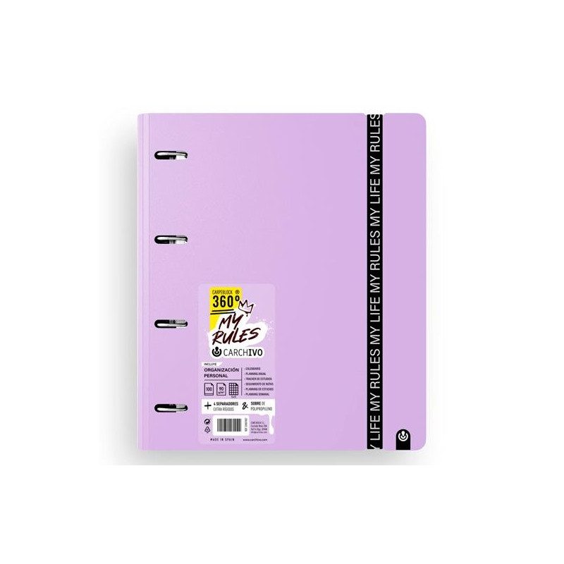 (12477477) CARCHIVO CARPEBLOCK 360 MY RULES CON RECAMBIO 100H A4 5X5 90GR 4 SEPARADORES PP FOAM MALVA (12477477) CARCHIVO CARPEBLOCK 360 MY RULES CON RECAMBIO 100H A4 5X5 90GR 4 SEPARADORES PP FOAM MALVA