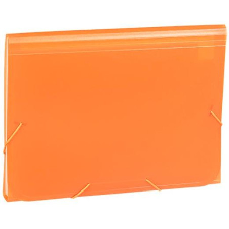 (1913KF52) CARCHIVO CLASIFICADOR ACORDEÓN FOLIO 13 DPTOS C/GOMA PP TRANSLÚCIDO NARANJA