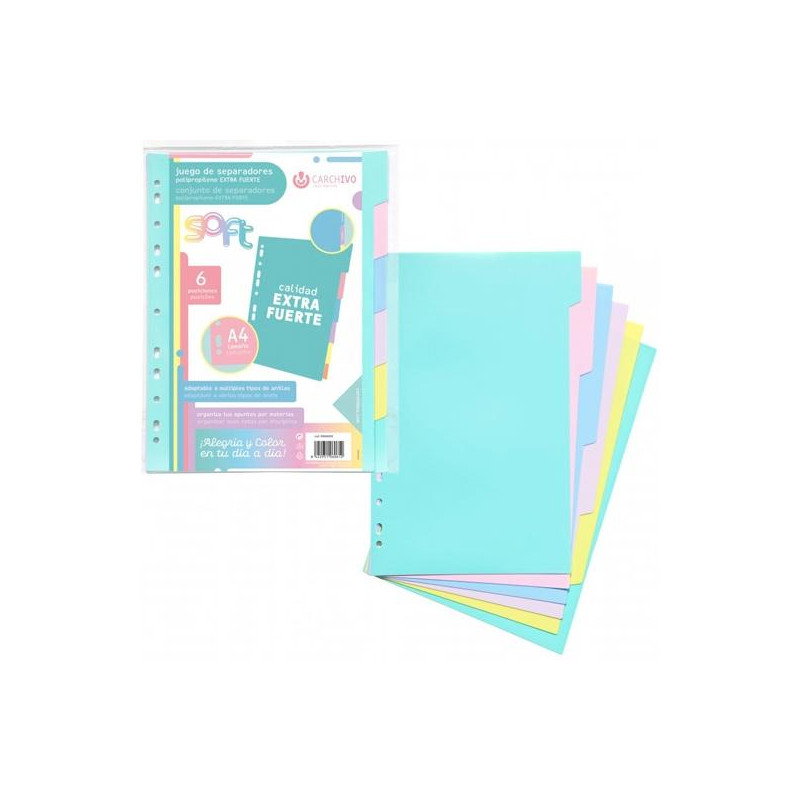 (49060699) CARCHIVO SEPARADORES 6 POSICIONES A4 PP EXTRA FUERTE COLORES SOFT (49060699) CARCHIVO SEPARADORES 6 POSICIONES A4 PP EXTRA FUERTE COLORES SOFT