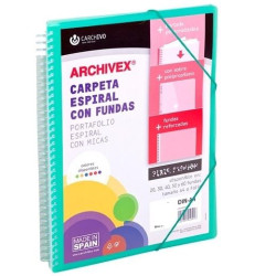 (53035054) CARCHIVO CARPETA CON FUNDAS 50 ARCHIVEX STAR ESPIRAL A4 C/GOMAS SOBRE C/SOLAPA PERSONALIZABLE VERDE