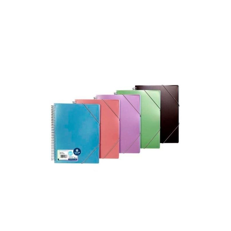 (53293099) CARCHIVO CARPETA METAL ESPIRAL PP 30 FUNDAS A4 CIERRE C/GOMAS COLORES METALICOS SURTIDOS (53293099) CARCHIVO CARPETA METAL ESPIRAL PP 30 FUNDAS A4 CIERRE C/GOMAS COLORES METALICOS SURTIDOS