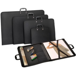 (I5070) CARCHIVO CARTERA CREMALLERA 50X70 CM  BANDOLERA CON ASA PP GOFRADO NEGRO