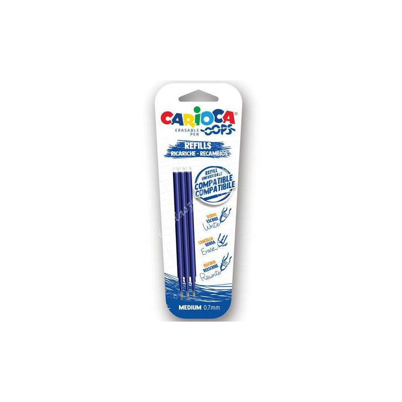 (43041/02) CARIOCA RECAMBIO BOLÍGRAFO OOPS BORRABLE AZUL - BLISTER DE 3 (43041/02) CARIOCA RECAMBIO BOLÍGRAFO OOPS BORRABLE AZUL - BLISTER DE 3