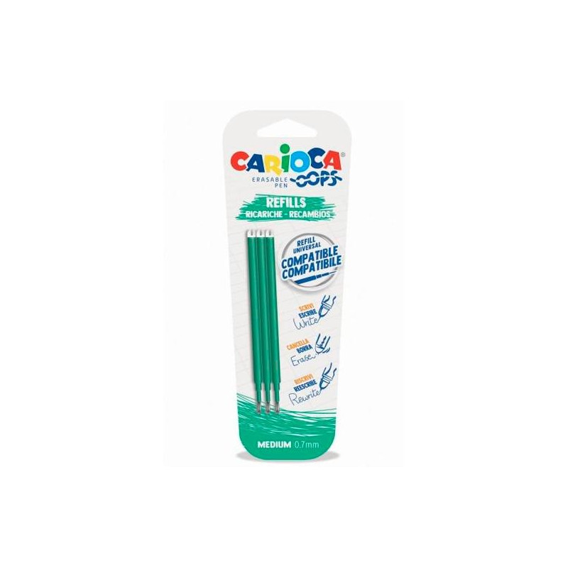 (43041/04) CARIOCA RECAMBIO BOLÍGRAFO OOPS BORRABLE VERDE - BLISTER DE 3 (43041/04) CARIOCA RECAMBIO BOLÍGRAFO OOPS BORRABLE VERDE - BLISTER DE 3