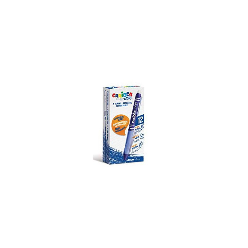 (4304302) CARIOCA BOLÍGRAFO TINTA BORRABLE OOPS RETRÁCTIL MONOCOLOR AZUL CAJA 12 UD